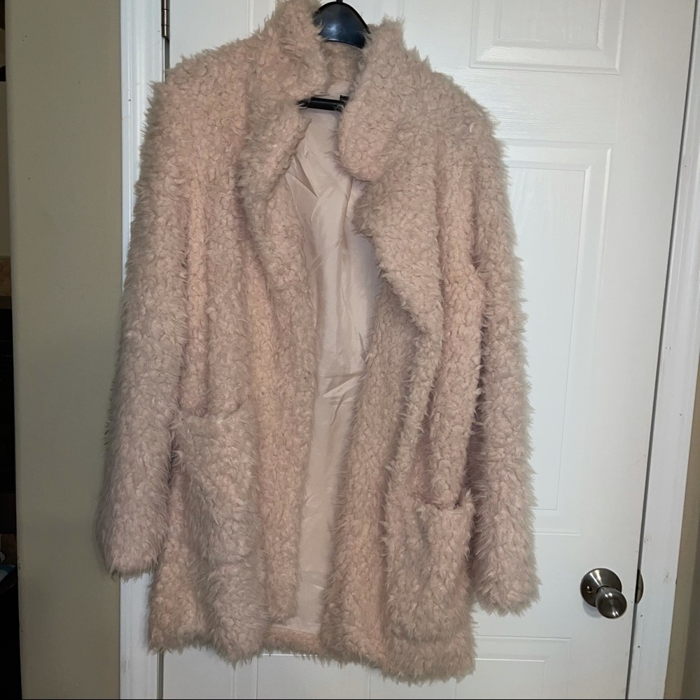 Pink shop the trends teddy bear jacket sz large